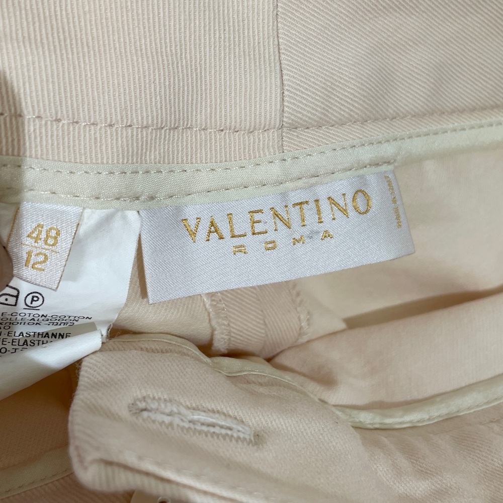 Valentino Roma Trouser Pants Size 12 lightweight Cotton Flare Cream - Picture 4 of 10